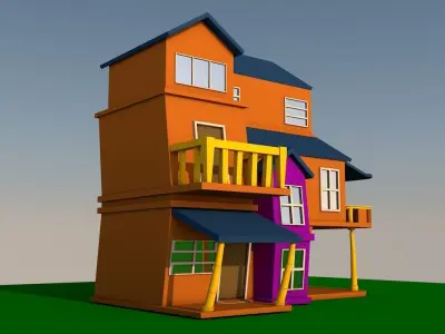 Cartoon house  Low-poly 3D model