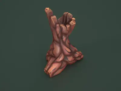Magic wood stump Low-poly 3D model