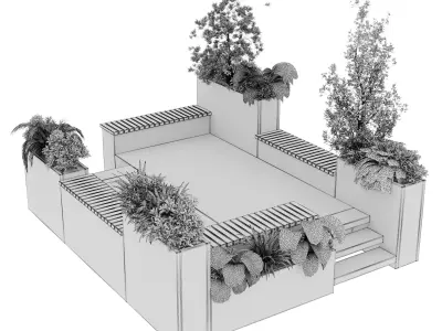 Landscape Furniture with Pergola and Roof garden 14 3D model