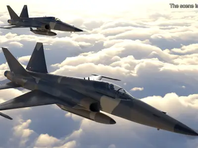  Combat Fighter with Pilot in Flight 