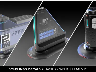 SCI-FI Info Decals  and  Basic Graphic Elements Texture