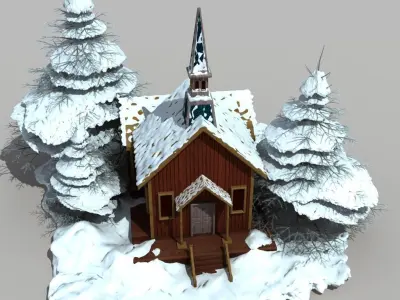 Snow Covered Wood House 3D model