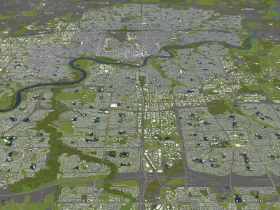 Edmonton Canada 50x50km 3D City Map 3D model