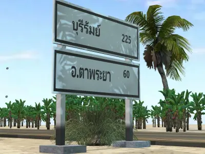 Road signs in Thailand Free 3D model