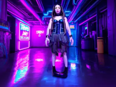 Cybergoth Dancer with Neon Accents Low-poly 3D model