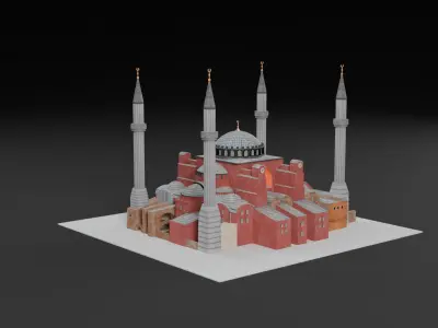 Low Poly Hagia Sophia Mosque - Ayasofya - Turkey Low-poly 3D model