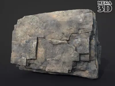 Realistic Blocky Rock 07 250612 Low-poly 3D model