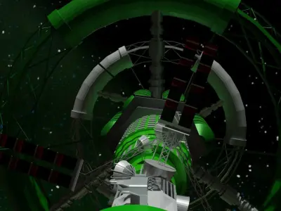 Spacecraft spaceship in space Low-poly 3D model