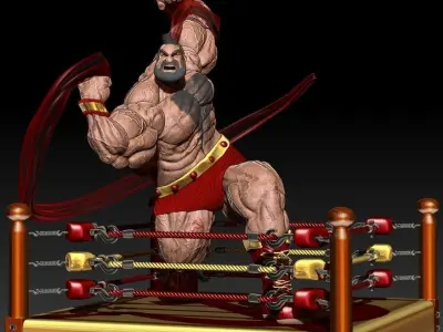 Diorama Zangief in fight 3D print model