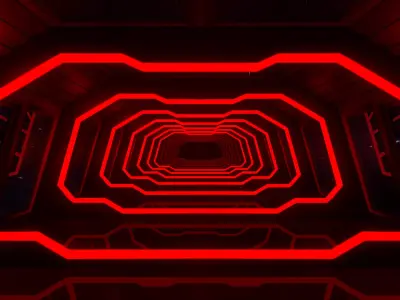 Sci Fi Corridor Low-poly 3D model 11