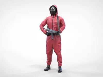 N2 Squid Game Pink Soldier armed 3D print model