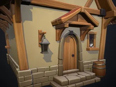  Stylized medieval house  Low-poly 3D model