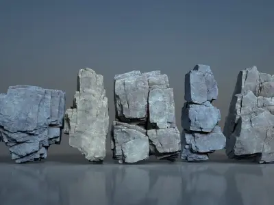 6 Modular Cliff Rocks - 240804 Low-poly 3D model