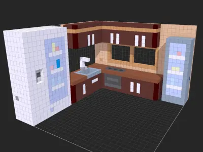 Voxel Kitchen 3D model