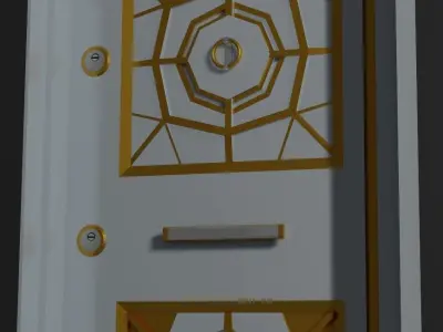 Steel Door - Gold Plated Low-poly 3D model