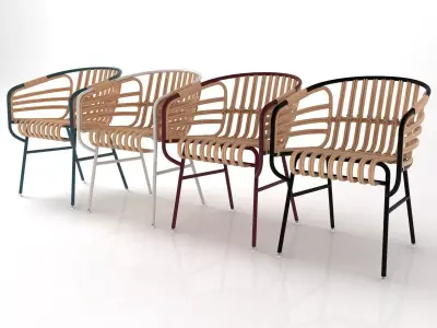 Raphia two rattan chairs 3D model