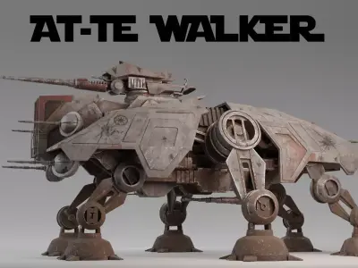STAR WARS AT-TE Walker Rigged Model 3D model