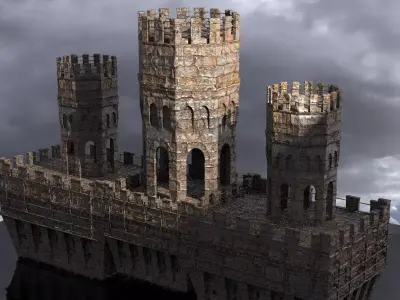 English Norfolk Fort walls Tower bridge 3  3D model