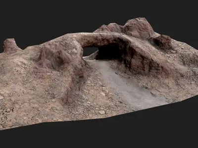 Rocky Cave and Road  Low-poly 3D model