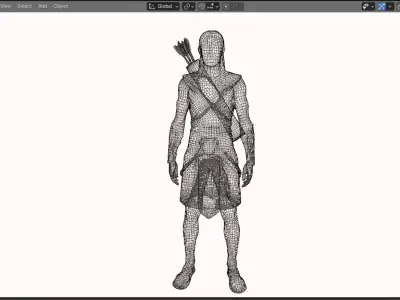 Ancient Egyptian Archer Game Ready High  Low Poly   Low-poly 3D model