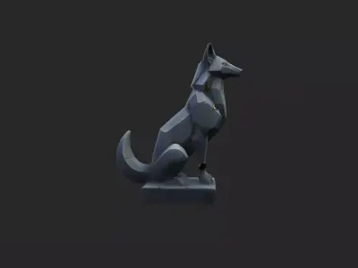 Stylized Fox Statue Low-poly 3D model