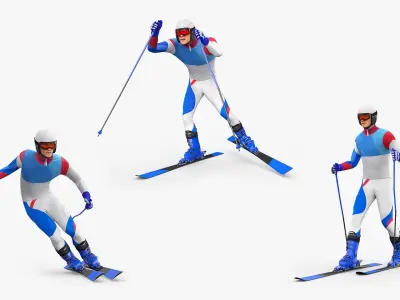  Skier Animated Rigged For Maya Collection 