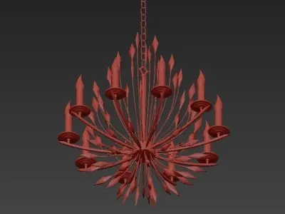 Feerie chandelier in gold and crystal 3D model