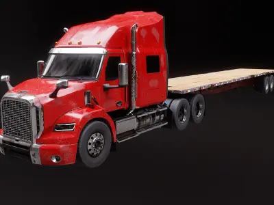  Generic Used Semi Truck with Flatbed Trailer 