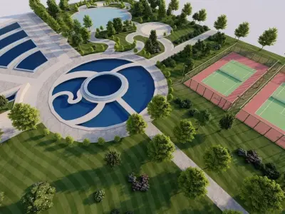 park-public park-Private Park Landscape 3D model