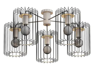 rivoli-elke-5077-305-b0051241 six light caged ceiling fixture 3D model