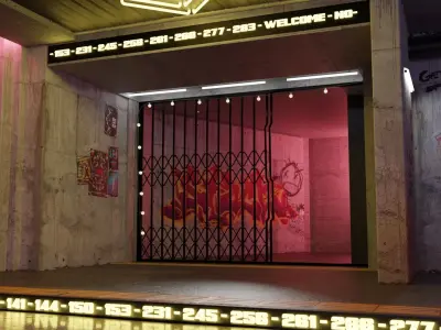 Cyberpunk Street Scene - High Detail 3D model 3D model