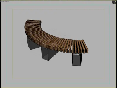 Modular Curved Wooden Bench for Public Spaces and Parks 3D model