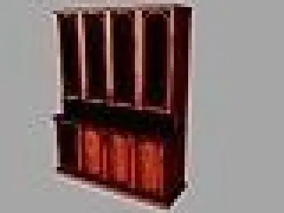Buffet wooden cabinet with glass doors 3D model
