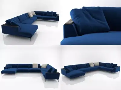 Hollywood sectional sofa 3D model