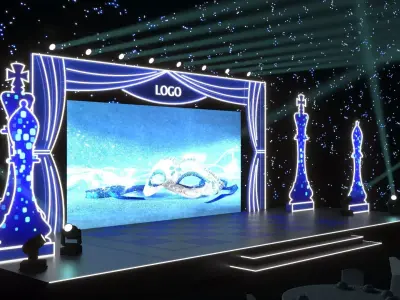 Chess Theme Event Stage 3D model