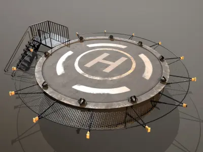 Helipad Circular Platform 3D model