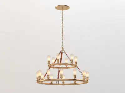 Huxley 18 Light 44 Inch Vintage Brass Chandelier 3D model