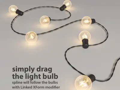 Editable Garland Lights Set 2 3D model