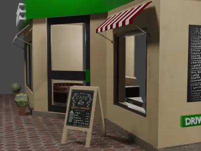 Modern Cafe Low-poly 3D model