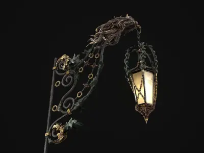 Victorian Street Light Cat Low-poly 3D model