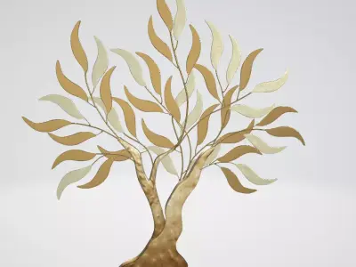 Morning Mist Sage and Gold Tree Exclusive Metal Wall Art Low-poly 3D model