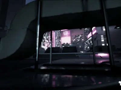 Futuristic Rooftop City Environment Low-poly 3D model