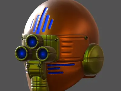 Gas mask helmet 3d model scifi Low-poly  Low-poly 3D model 385