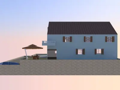 House with windows and shutters Free 3D model