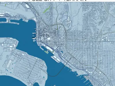 San Diego with Terrain 3D model
