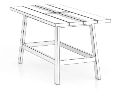 Simple Wooden Table 3D model