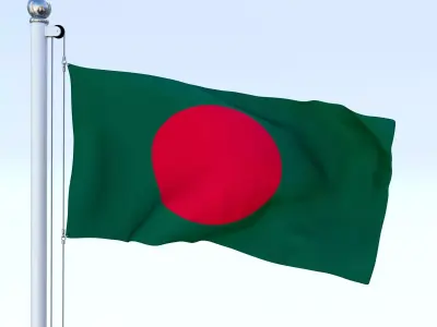 Animated Bangladesh Flag Low-poly 3D model