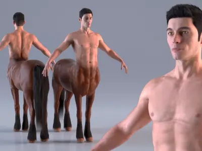  Centaur Mythical Creature A-Pose Fur 