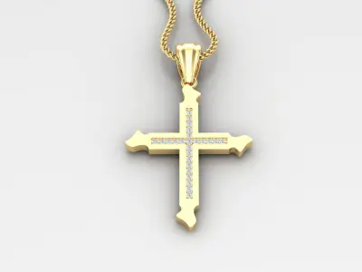 High Cross Pendant Light Gold 18K 4CP012 3D print model