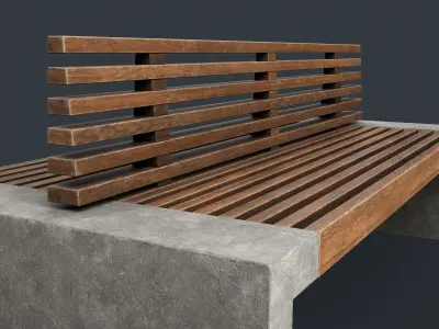 Modern Outdoor Bench 26 PBR Game Ready Low-poly 3D model